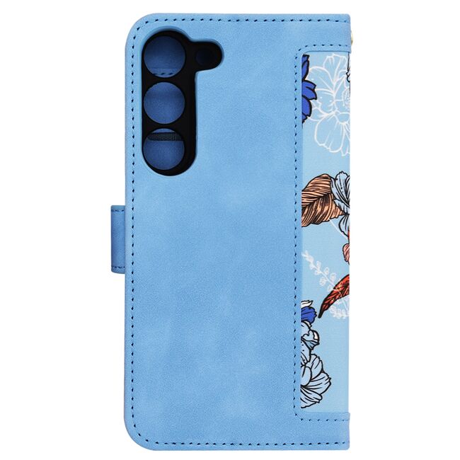 Husa tip carte pentru  Samsung Galaxy S23, functie stand si port carduri, albastru