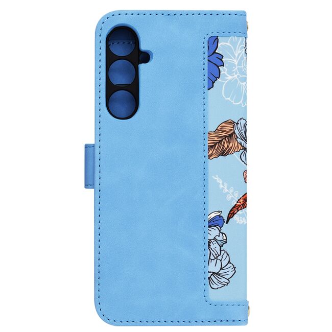 Husa tip carte pentru  Samsung Galaxy S23 FE, functie stand si port carduri, albastru
