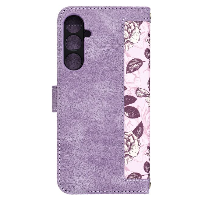 Husa tip carte pentru  Samsung Galaxy S23 FE, functie stand si port carduri, mov