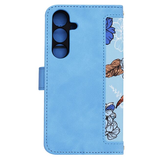 Husa tip carte pentru  Samsung Galaxy S24, functie stand si port carduri, albastru