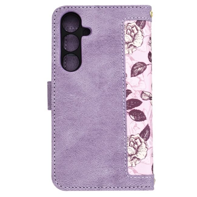 Husa tip carte pentru  Samsung Galaxy S24, functie stand si port carduri, mov