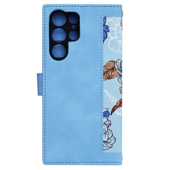 Husa tip carte pentru  Samsung Galaxy S24 Ultra, functie stand si port carduri, albastru