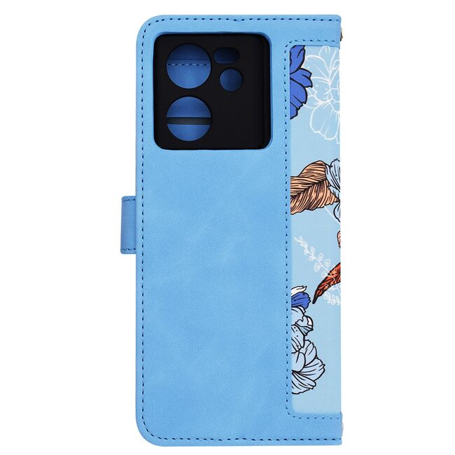 Husa tip carte pentru  Xiaomi 13T, 13T Pro, functie stand si port carduri, albastru