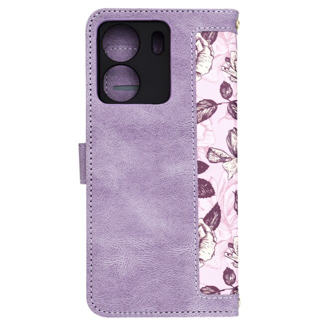 Husa tip carte pentru  Xiaomi Redmi 13C, functie stand si port carduri, mov