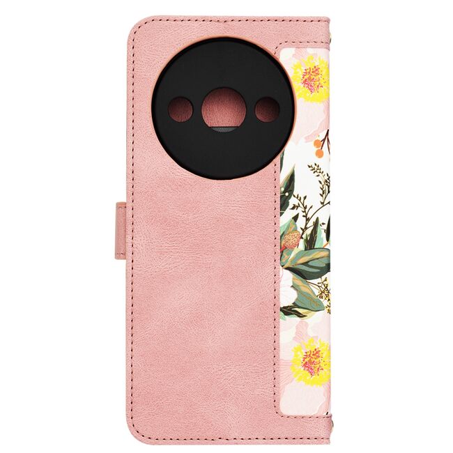 Husa tip carte pentru  Xiaomi Redmi A3, functie stand si port carduri, roz