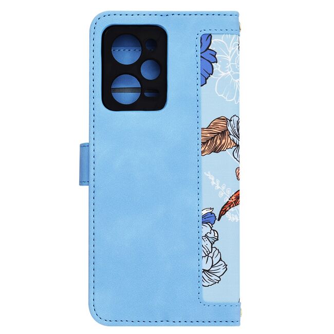 Husa tip carte pentru  Xiaomi Redmi Note 12 Pro, functie stand si port carduri, albastru