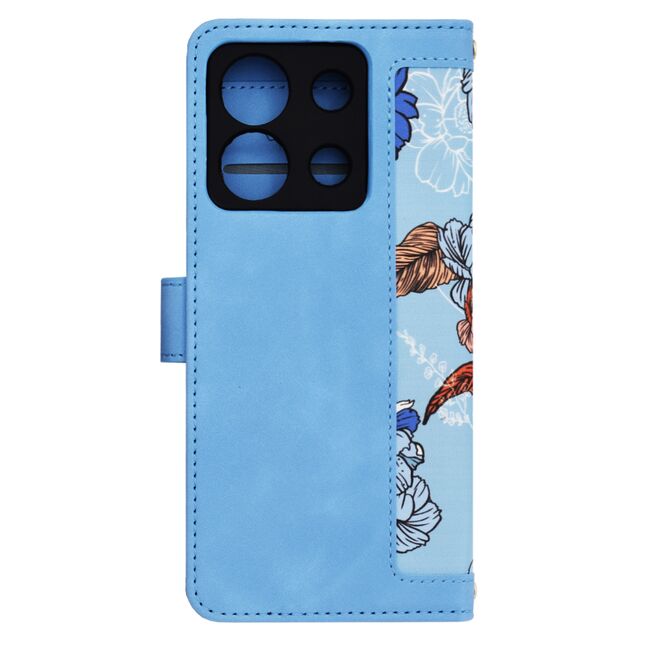 Husa tip carte pentru  Xiaomi Redmi Note 13 5G, functie stand si port carduri, albastru