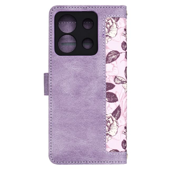 Husa tip carte pentru  Xiaomi Redmi Note 13 5G, functie stand si port carduri, mov