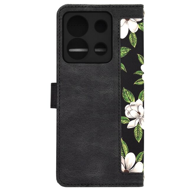 Husa tip carte pentru  Xiaomi Redmi Note 13 5G, functie stand si port carduri, negru