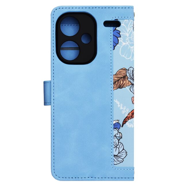 Husa tip carte pentru  Xiaomi Redmi Note 13 Pro+ Plus 5G, functie stand si port carduri, albastru