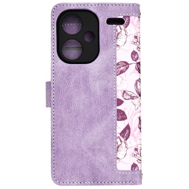 Husa tip carte pentru  Xiaomi Redmi Note 13 Pro+ Plus 5G, functie stand si port carduri, mov