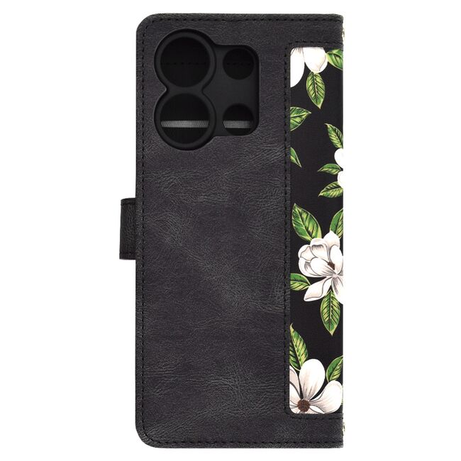 Husa tip carte pentru  Xiaomi Redmi Note 13 4G, functie stand si port carduri, negru