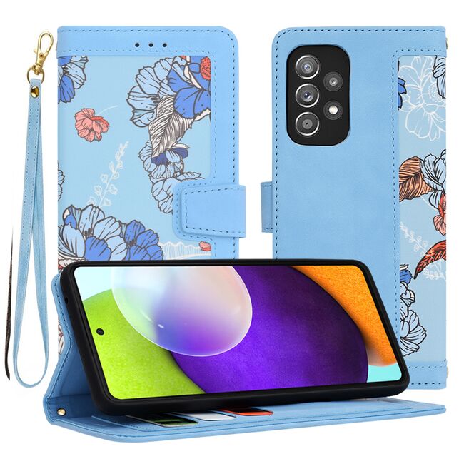 Husa tip carte pentru Samsung Galaxy A52  / A52s, functie stand si port carduri, albastru