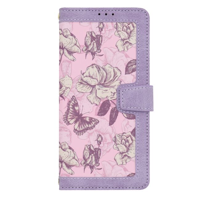 Husa tip carte pentru Samsung Galaxy A52  / A52s, functie stand si port carduri, mov