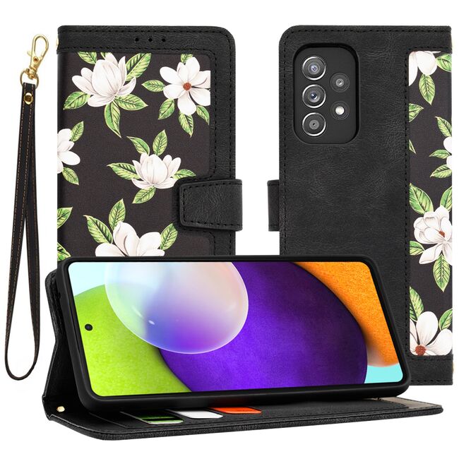 Husa tip carte pentru Samsung Galaxy A52  / A52s, functie stand si port carduri, negru