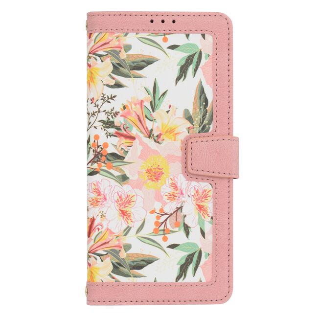 Husa tip carte pentru Samsung Galaxy A52  / A52s, functie stand si port carduri, roz