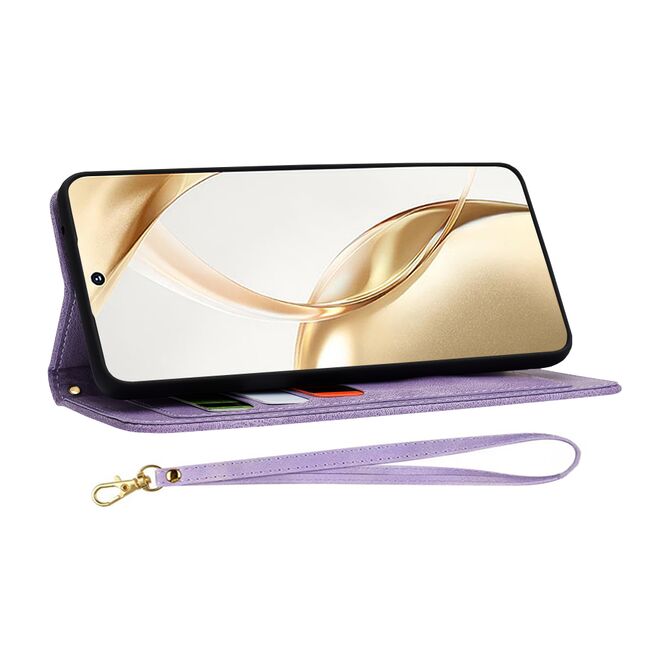 Husa tip carte pentru  Honor 200, functie stand si port carduri, mov