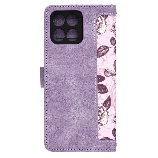 Husa tip carte pentru  Honor 70 Lite, functie stand si port carduri, mov