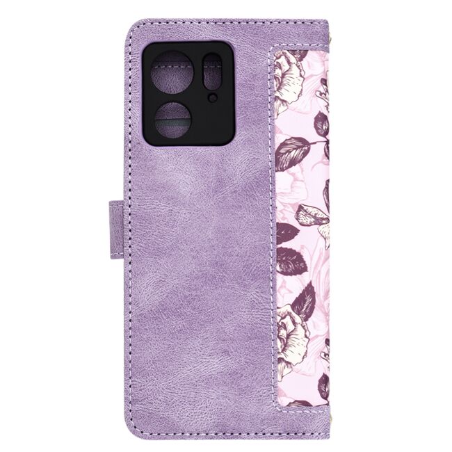 Husa tip carte pentru  Motorola Edge 40, functie stand si port carduri, mov