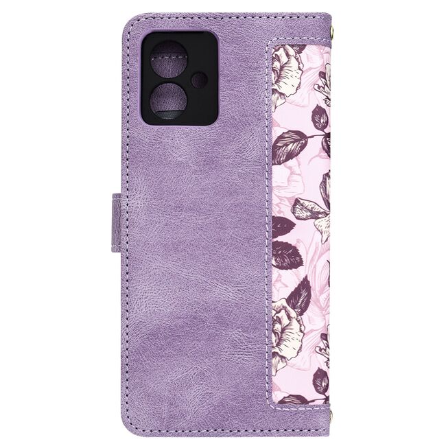 Husa tip carte pentru  Motorola Moto G14, functie stand si port carduri, mov