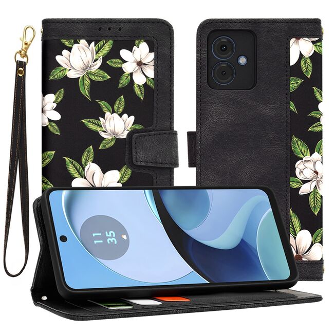 Husa tip carte pentru  Motorola Moto G14, functie stand si port carduri, negru
