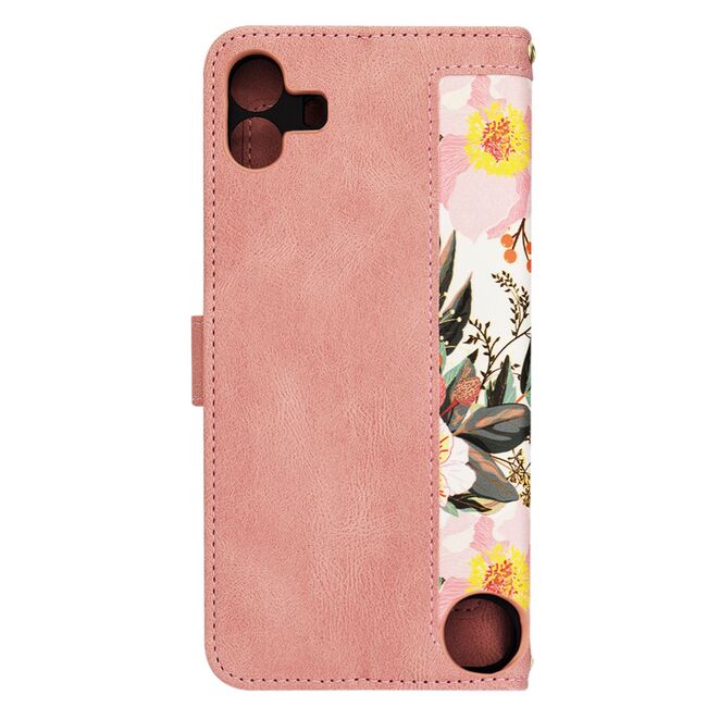 Husa tip carte pentru  Nothing CMF Phone 1, functie stand si port carduri, roz