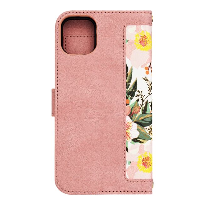 Husa tip carte pentru  iPhone 11, functie stand si port carduri, roz