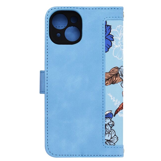Husa tip carte pentru  iPhone 14, functie stand si port carduri, albastru