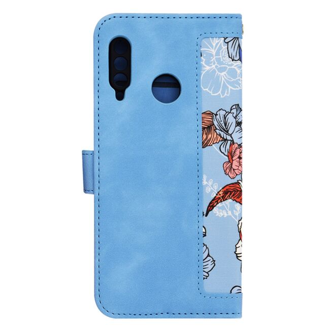 Husa tip carte pentru Huawei P30 Lite, functie stand si port carduri, albastru