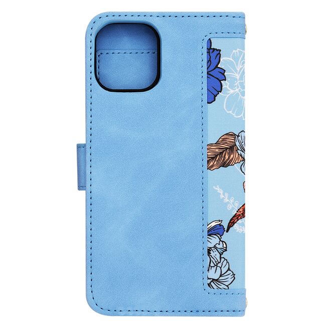 Husa tip carte pentru iPhone 12, functie stand si port carduri, albastru