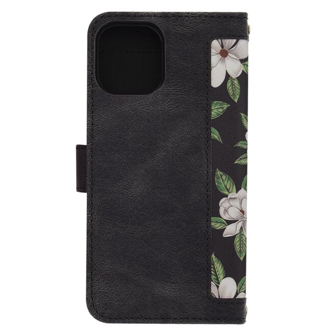 Husa tip carte pentru iPhone 12, functie stand si port carduri, negru