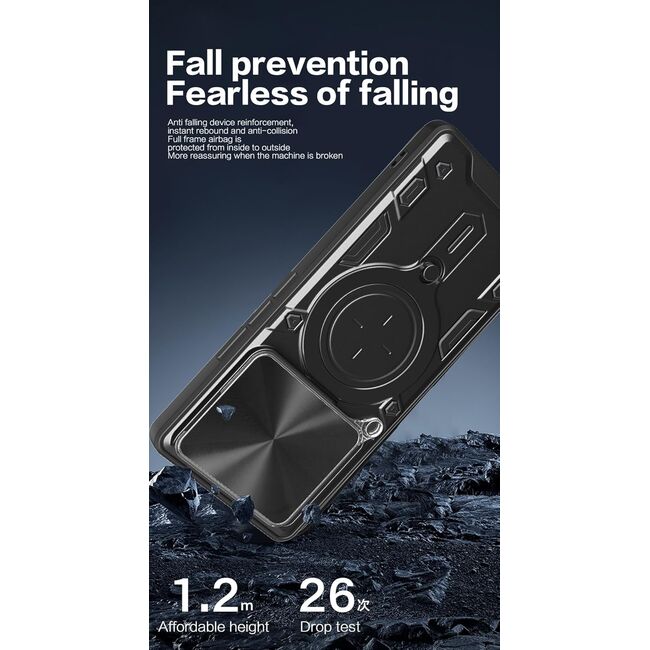 Husa pentru  Xiaomi 14T Pro cu protecție pentru cameră și suport magnetic integrat Ring Shockproof, rosu