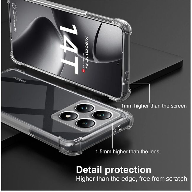 Husa pentru Xiaomi 14T Pro Anti-Shock 1.5mm reinforced 4 corners, transparent