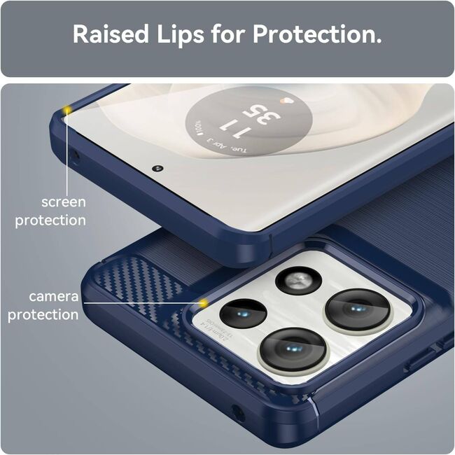 Husa pentru Motorola Edge 50 Neo Carbon Liquid Silicone, albastru