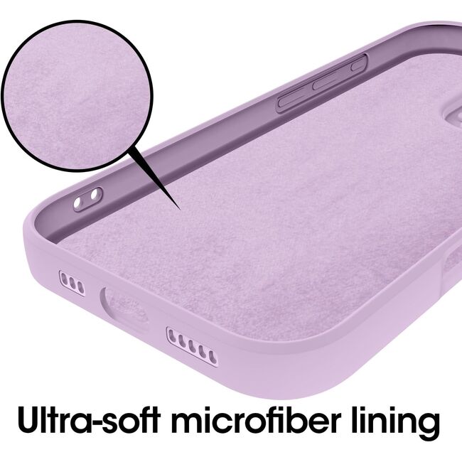 Husa pentru  iPhone 16 Pro Liquid Silicone, subțire, captusita cu microfibra, anti amprentă, protectie cameră foto, lavanda