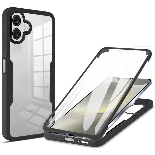 Pachet 360: Husa cu folie integrata pentru  Samsung Galaxy A06 Cover360 fata / spate - negru