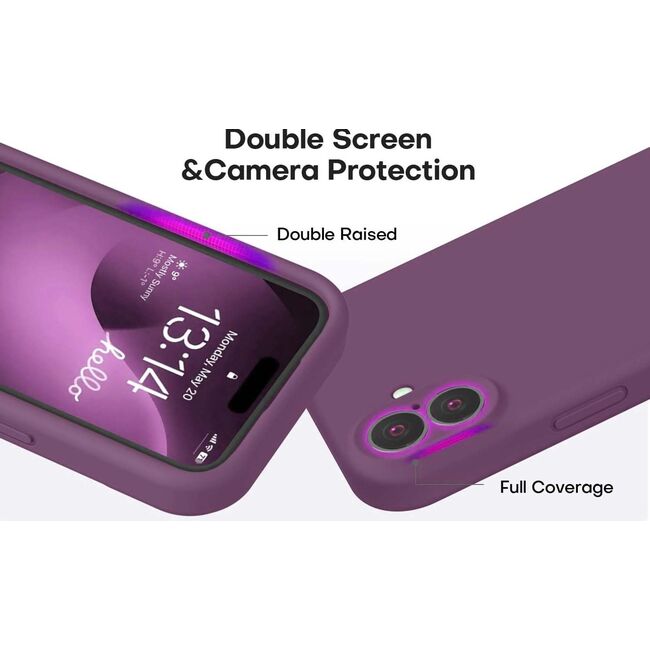 Husa pentru  iPhone 16 Plus Liquid Silicone, subțire, captusita cu microfibra, anti amprentă, protectie cameră foto, bordeaux
