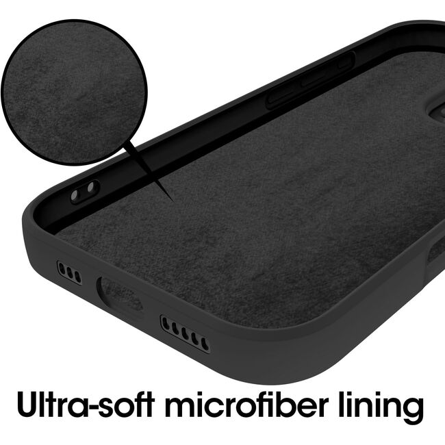 Husa pentru  iPhone 16 Pro Liquid Silicone, subțire, captusita cu microfibra, anti amprentă, protectie cameră foto, negru