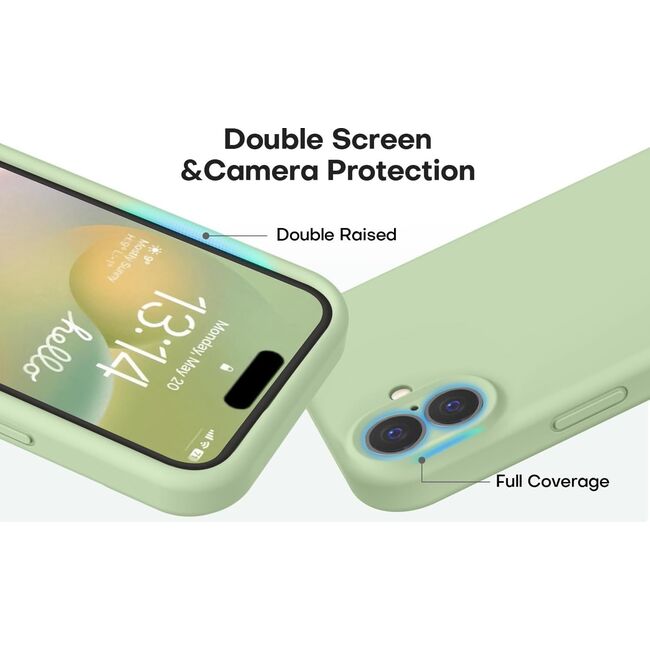 Husa pentru  iPhone 16 Liquid Silicone, subțire, captusita cu microfibra, anti amprentă, protectie cameră foto, verde