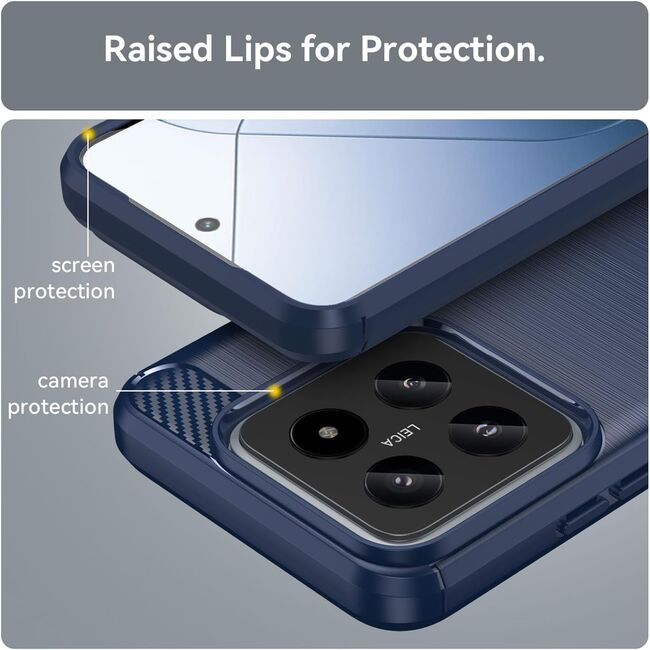 Husa pentru Xiaomi 14T Pro Carbon Liquid Silicone, albastru