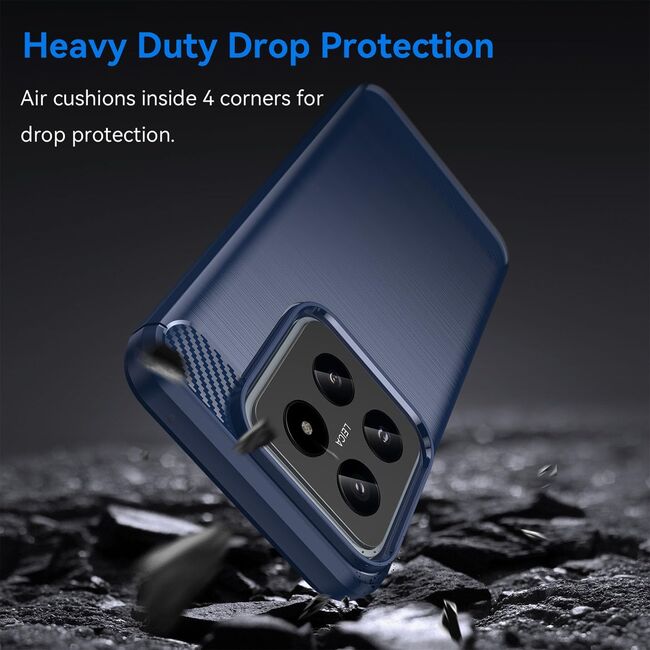 Husa pentru Xiaomi 14T Carbon Liquid Silicone, albastru
