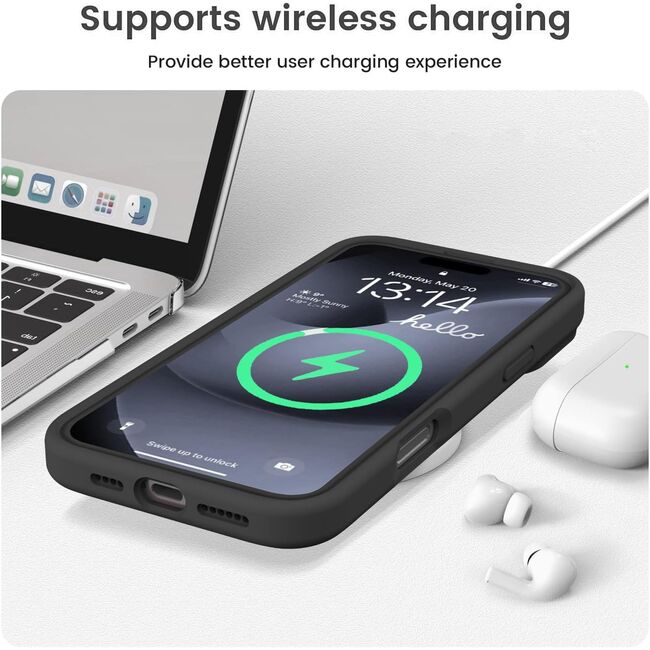 Husa pentru  iPhone 16 Pro Liquid Silicone, subțire, captusita cu microfibra, anti amprentă, protectie cameră foto, negru