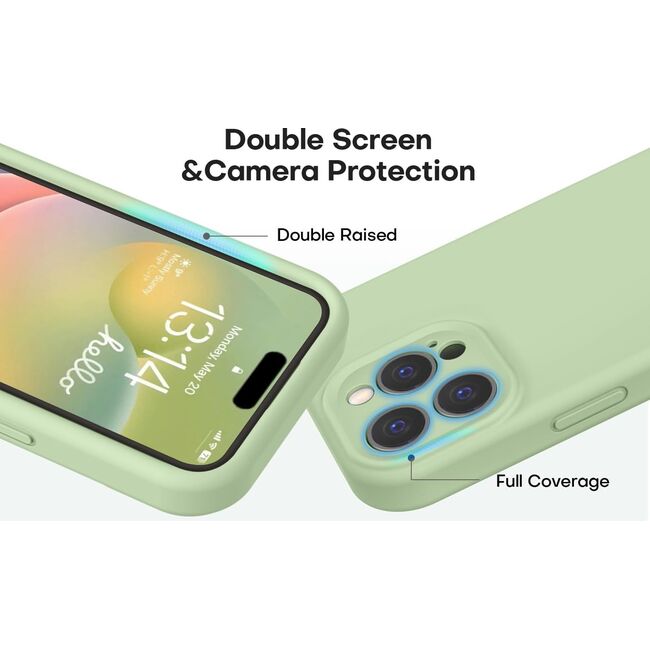Husa pentru  iPhone 16 Pro Max Liquid Silicone, subțire, captusita cu microfibra, anti amprentă, protectie cameră foto, verde