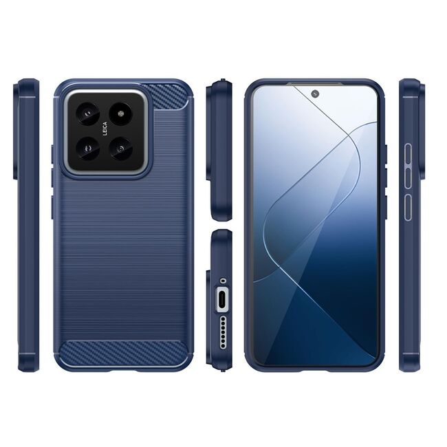 Husa pentru Xiaomi 14T Carbon Liquid Silicone, albastru