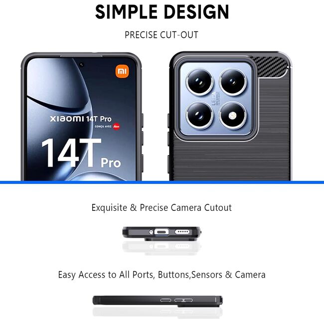 Husa pentru Xiaomi 14T Pro Carbon Liquid Silicone, negru