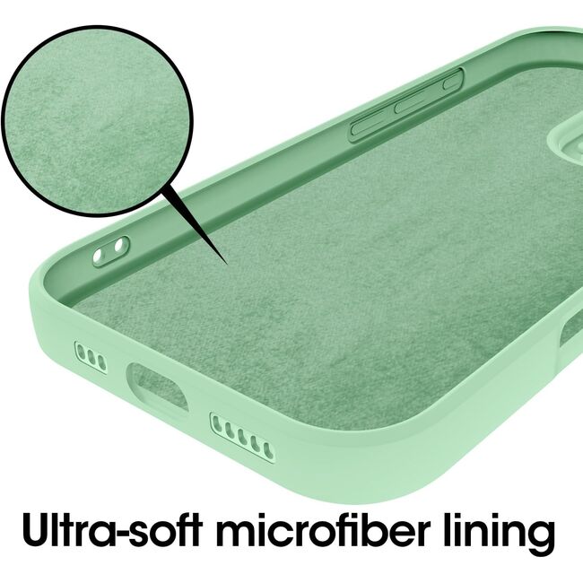 Husa pentru  iPhone 16 Pro Max Liquid Silicone, subțire, captusita cu microfibra, anti amprentă, protectie cameră foto, verde