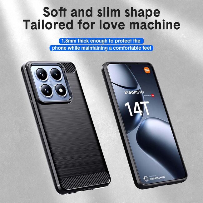 Husa pentru Xiaomi 14T Carbon Liquid Silicone, negru