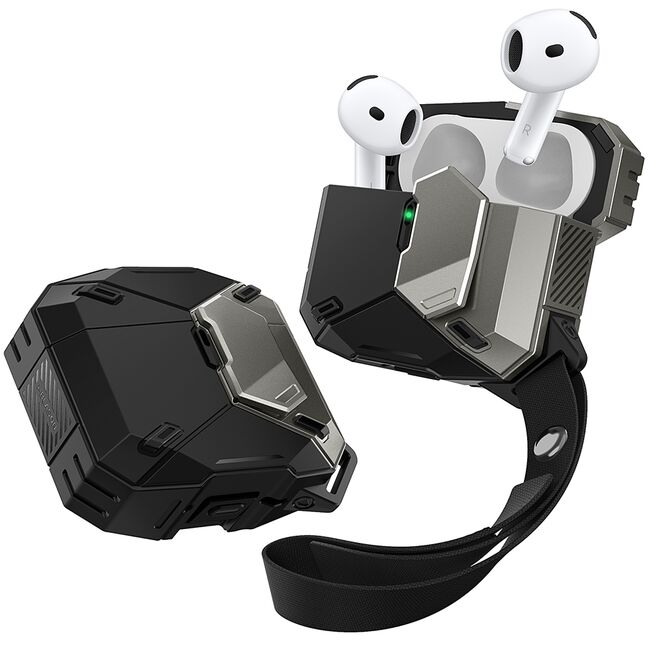Husa Apple AirPods 4 I-Blason Matrix, lanyard, negru