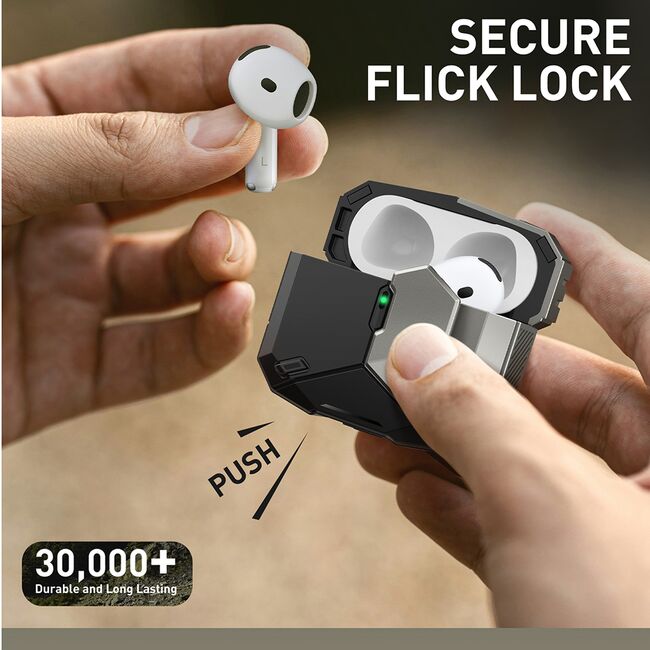 Husa Apple AirPods 4 I-Blason Matrix, lanyard, negru