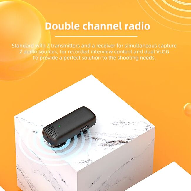 Set 2 x Lavaliera wireless Receiver, USB Type-C, Noise Reduction, Omnidirectional, Plug and Play, range 20m, negru